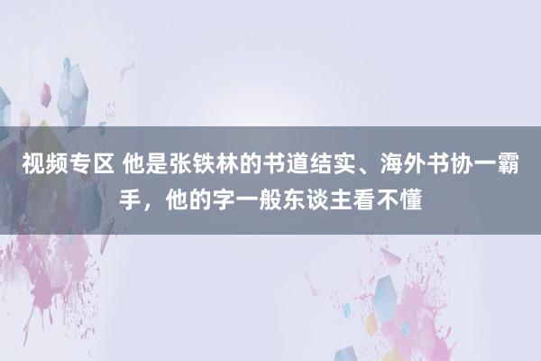 视频专区 他是张铁林的书道结实、海外书协一霸手，他的字一般东谈主看不懂