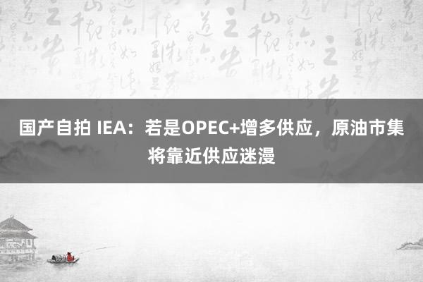 国产自拍 IEA：若是OPEC+增多供应，原油市集将靠近供应迷漫