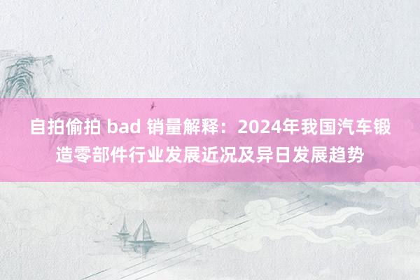 自拍偷拍 bad 销量解释：2024年我国汽车锻造零部件行业发展近况及异日发展趋势