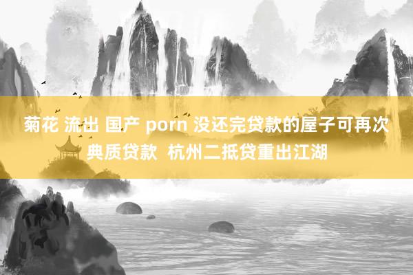 菊花 流出 国产 porn 没还完贷款的屋子可再次典质贷款  杭州二抵贷重出江湖