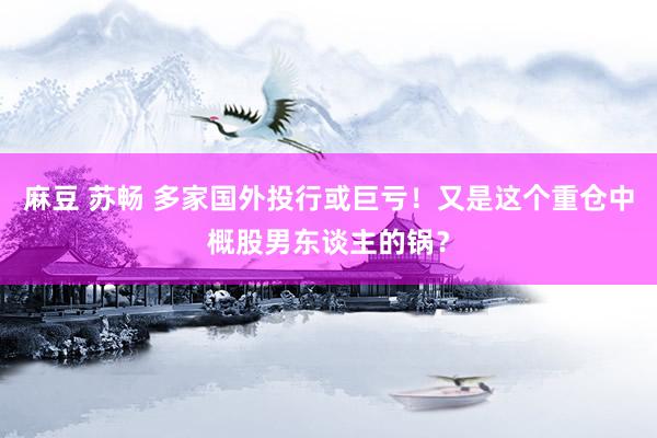 麻豆 苏畅 多家国外投行或巨亏！又是这个重仓中概股男东谈主的锅？